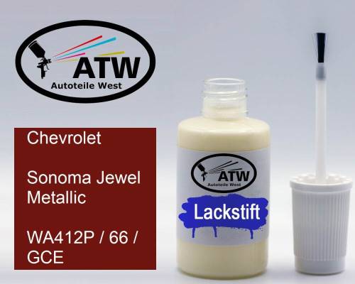 Chevrolet, Sonoma Jewel Metallic, WA412P / 66 / GCE: 20ml Lackstift, von ATW Autoteile West.